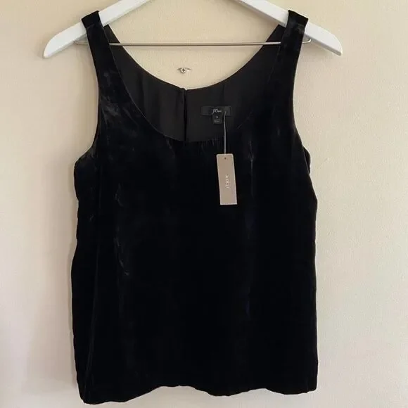 J. Crew Velvet Black Sleeveless Tank Size 4 - Picture 2 of 8
